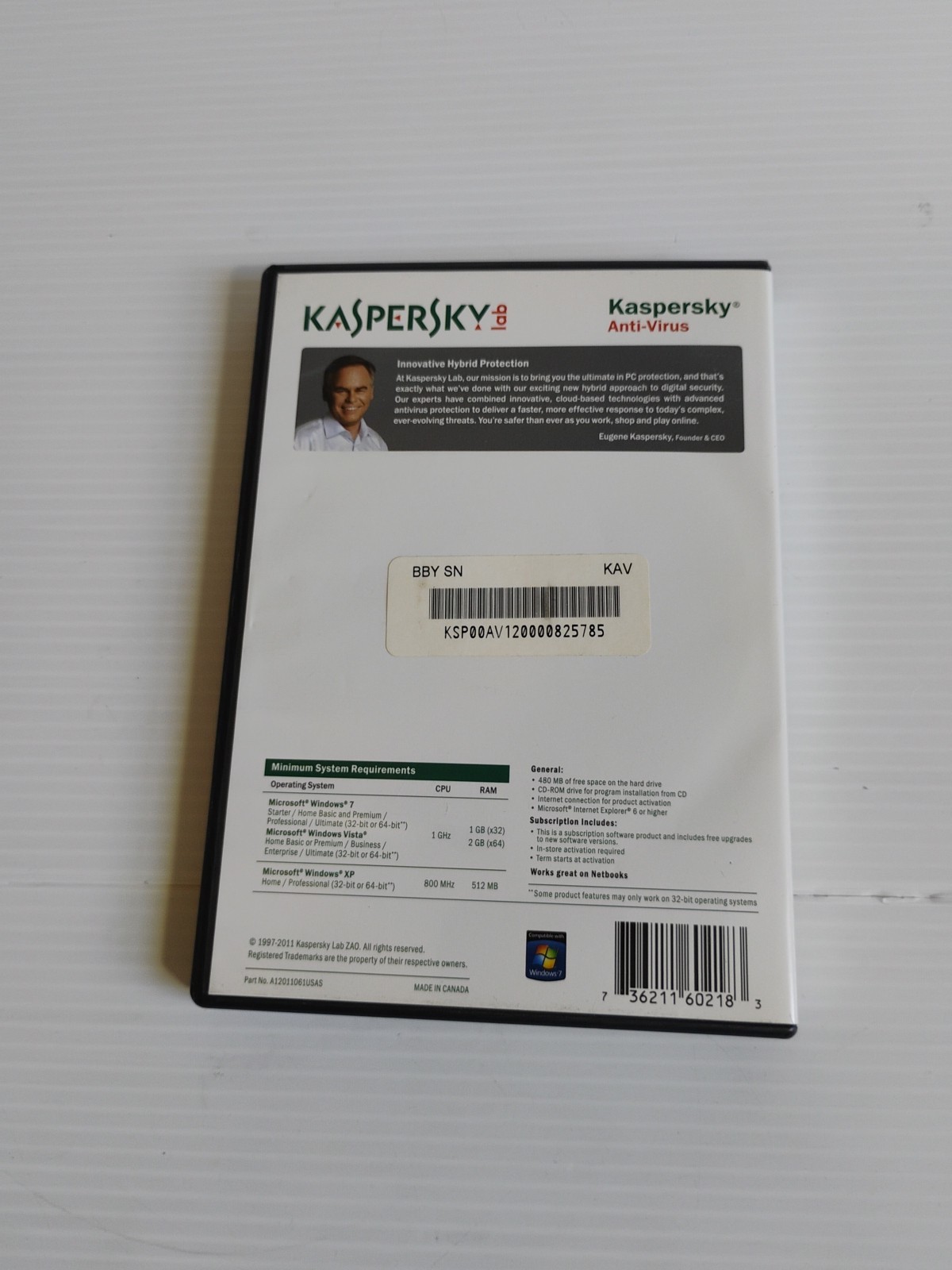 KASPERSKEY Lab Anti-Virus Protection PC⭐️Computer Security Software⭐️Clean Disc