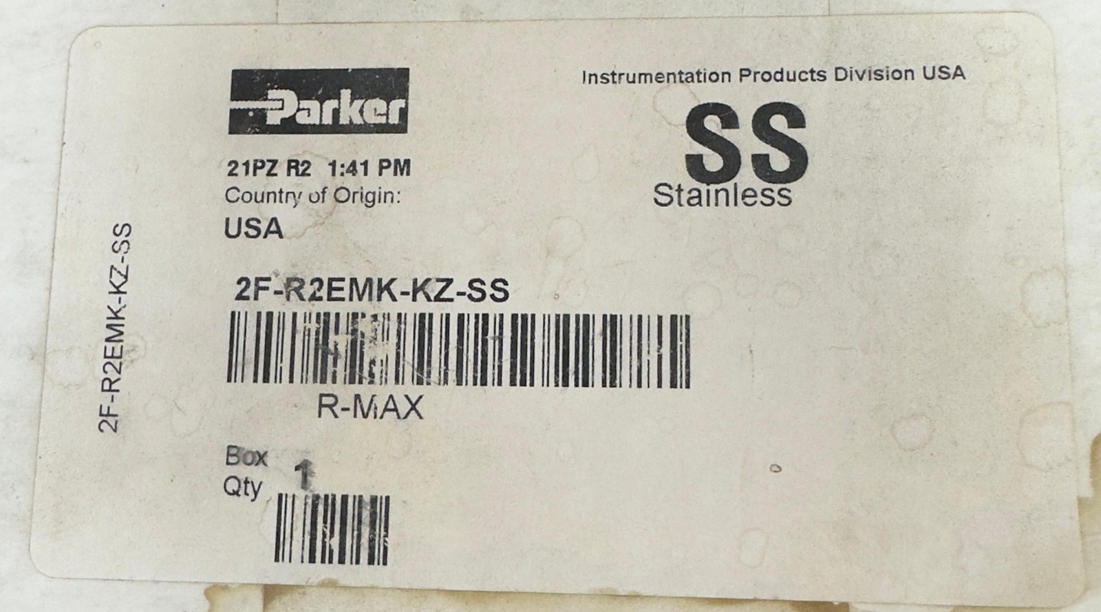 PARKER 2F-R2EMK-KZ-SS NEEDLE VALVE