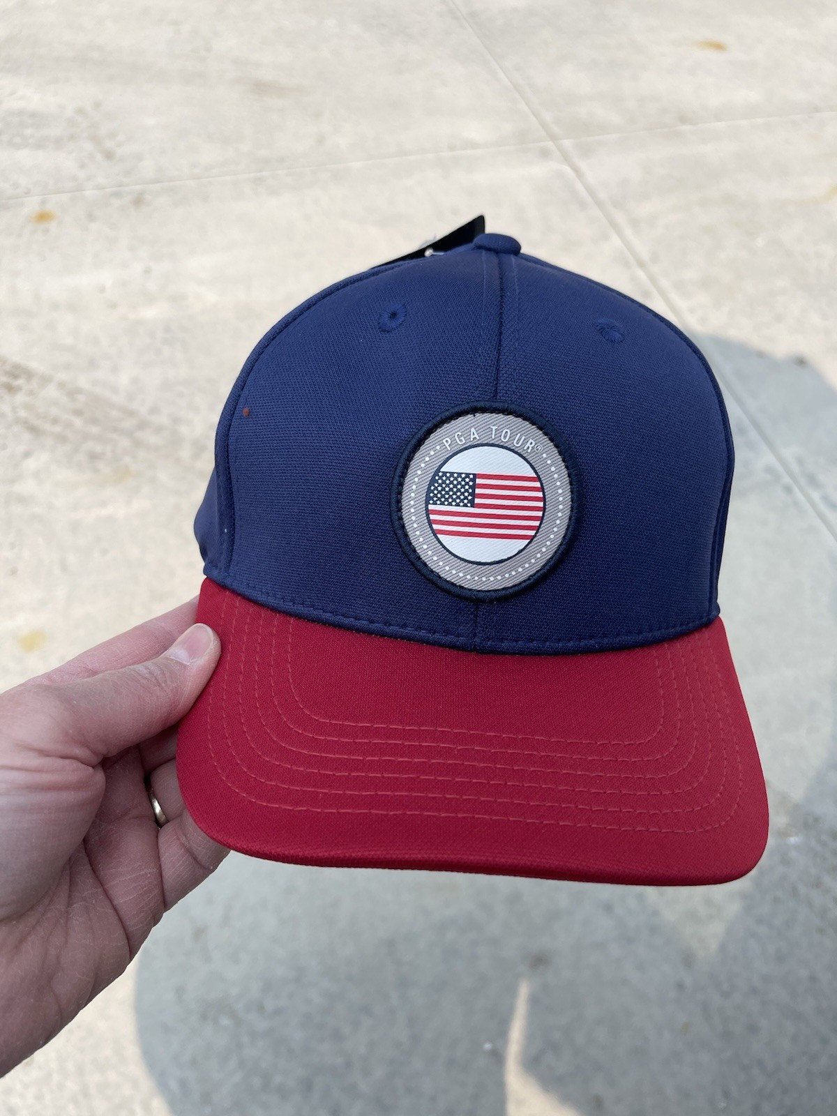 PGA Tour Hat - Pro Series Mens Red Blue USA American Flag Golf Baseball Cap