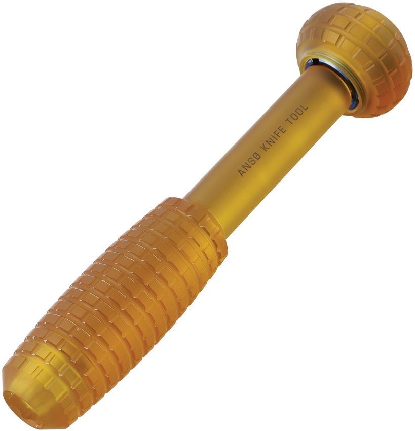 AuCon Anso Knife Tool Ultem Double-Bearing System Grenade Grip Pattern Amber