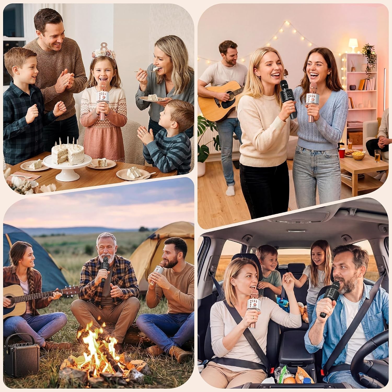 Rose Gold Wireless Bluetooth Karaoke Microphone & Speaker for Effortless Fun