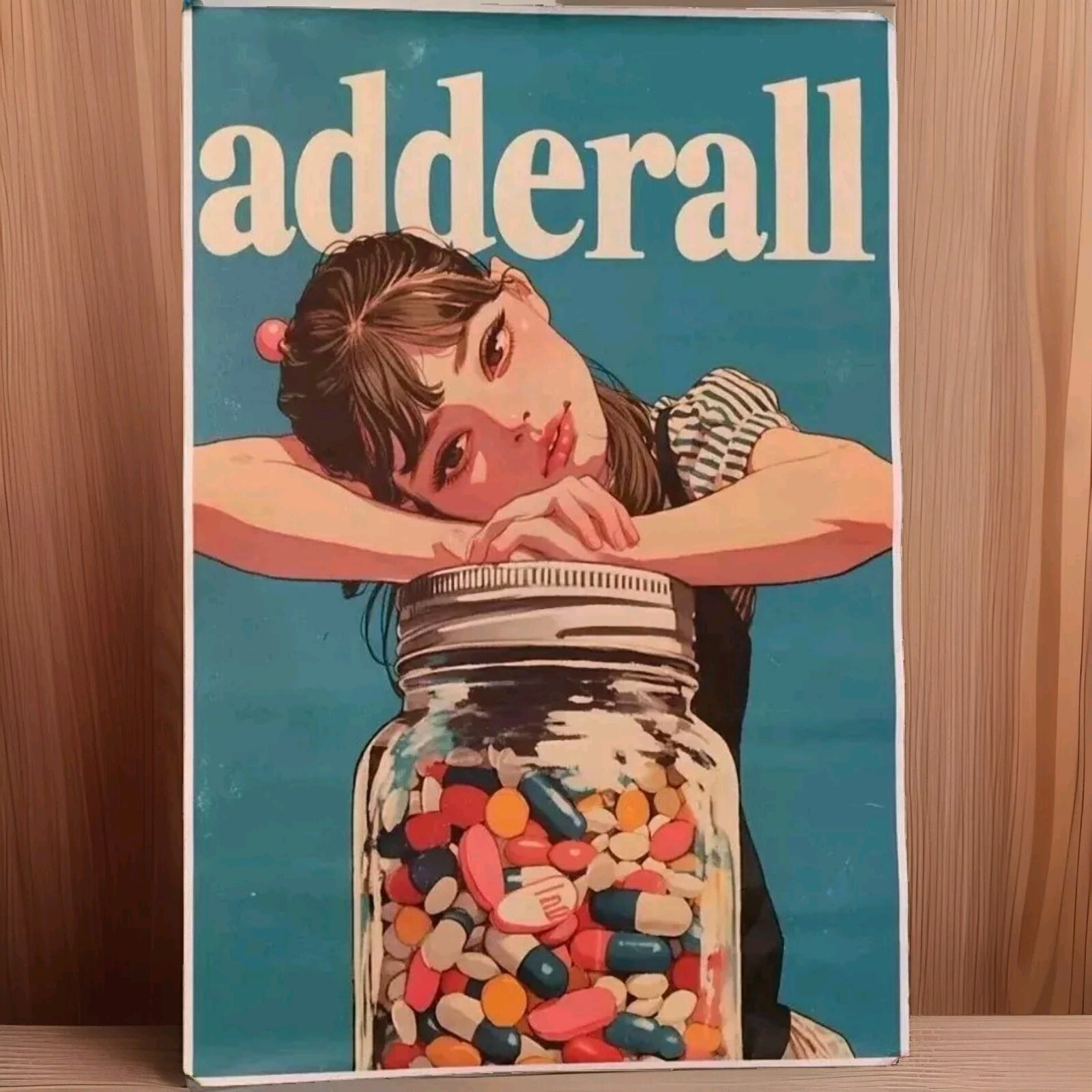 Rare, Adderall, Canvas Poster, Pharma Collect Pills Fun Funny Colorful 12" X 16"