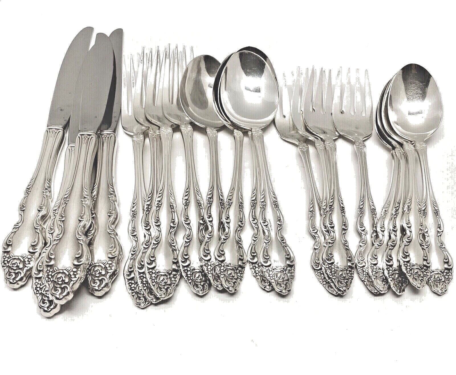 Oneida BAROQUE ROSE Silverplate 1881 Rogers 1967~ 20pc Service for 4 Flatware