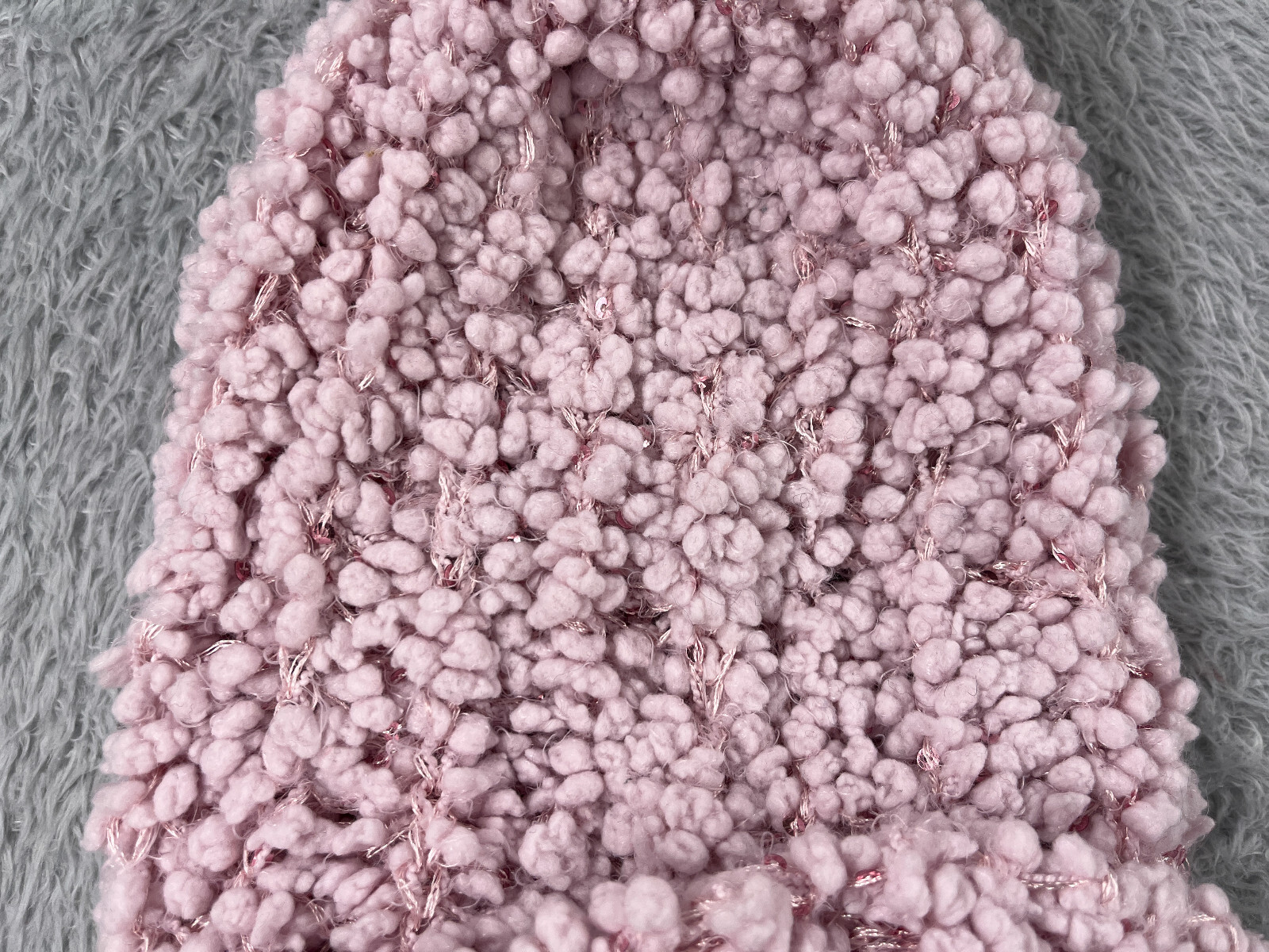 Amiee Lynn Beanie Toque Womens One Size Pink Knit Sparkly Nylon Blend Ski Pom