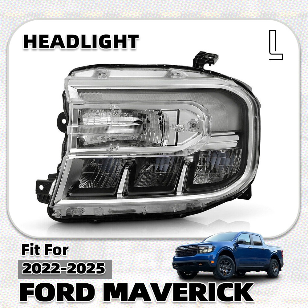 For 2022-2024 Ford Maverick Chrome w/ LED DRL Headlight Headlamp Driver Side