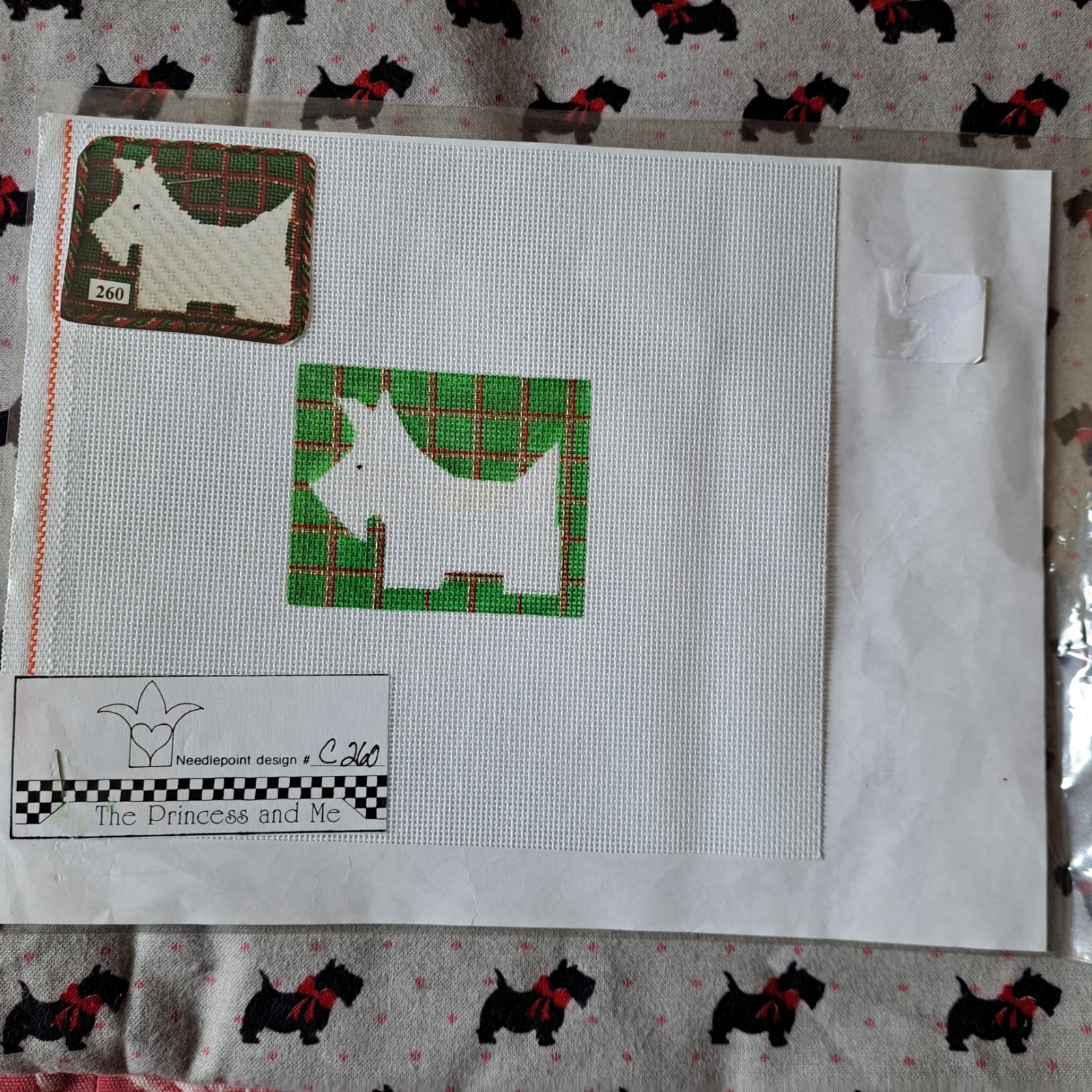 McGee Scottie Dog Mini Pillow Or Ornament HP Needlepoint Canvas Christmas