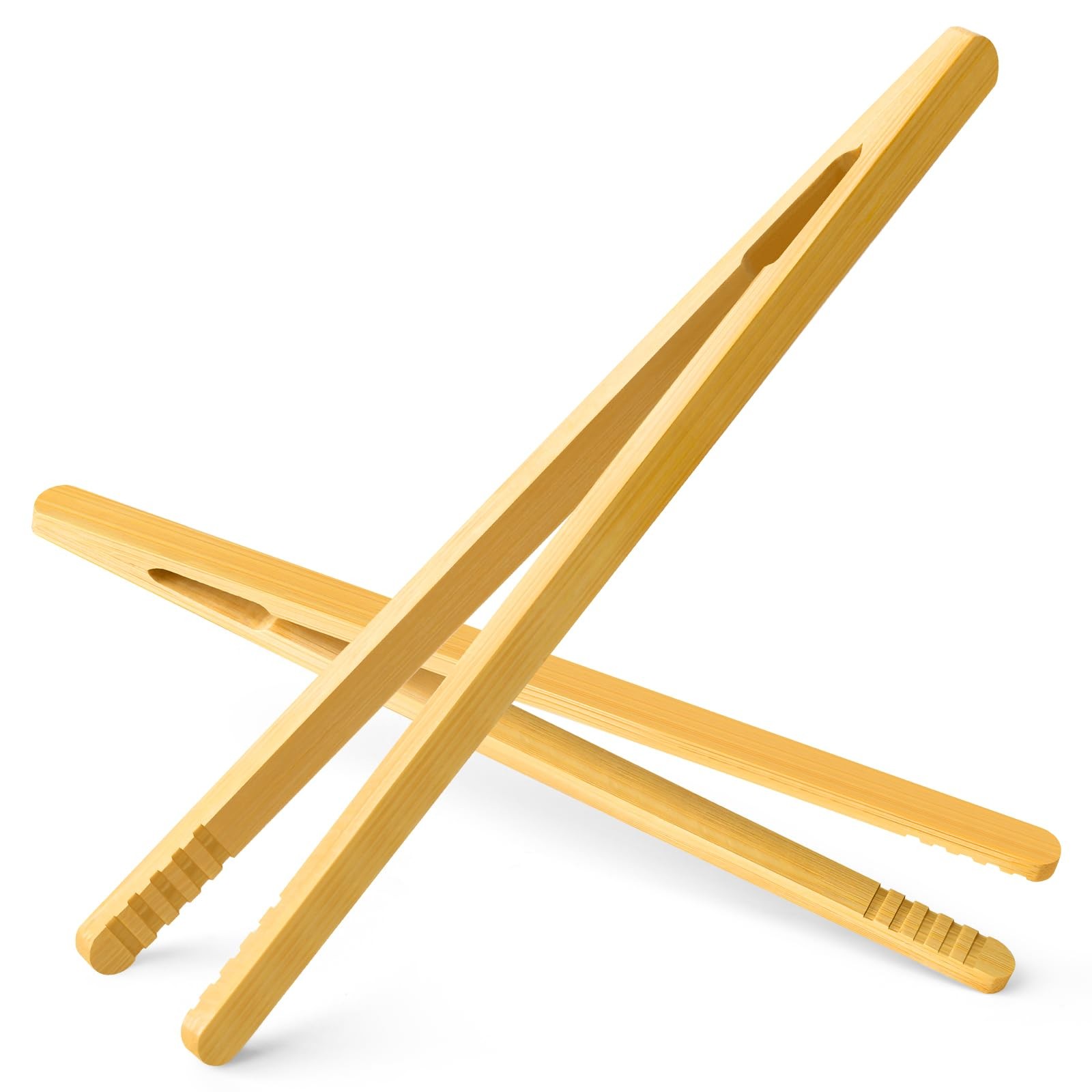 Reusable Bamboo Toast Tongs 2 Pcs, 7 inch Wooden Toaster Tongs For Cooking & ...