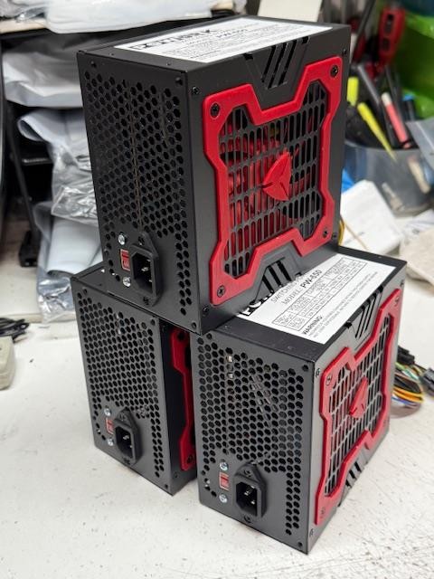 NEW--(Lot of 3) Powork RED 650w-MAX ATX PS 12cm-Fan 20+4Pin SATA & 6-Pin