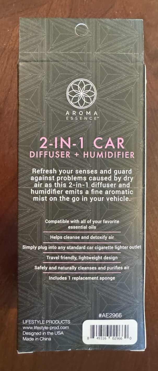 AROMA ESSENCE 2 IN 1 CAR DIFFUSER AND HUMIDIFIER PINK