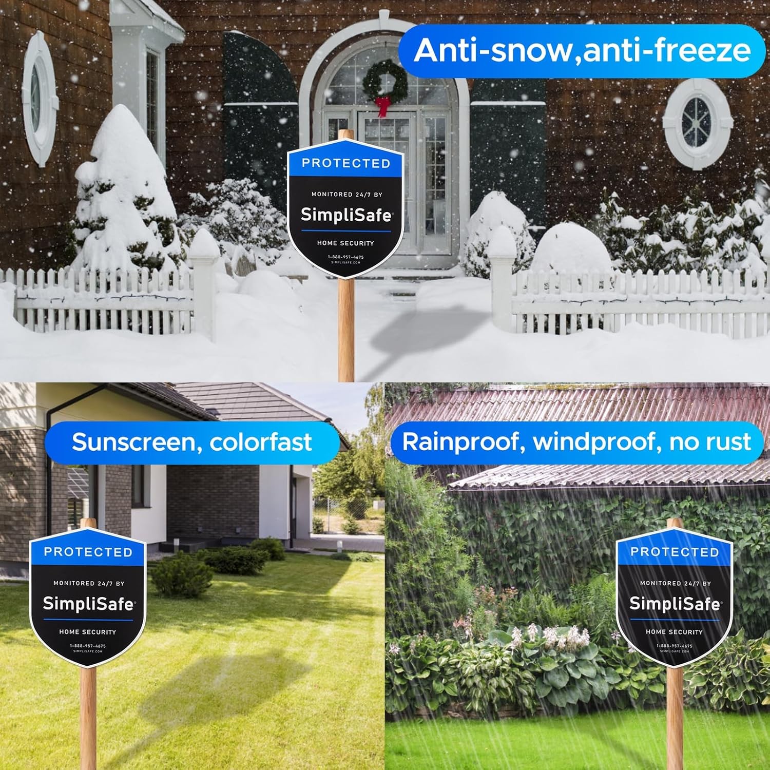 3PCS Yard Sign Compatible for Simplisafe Home Security System And 3PCS Door