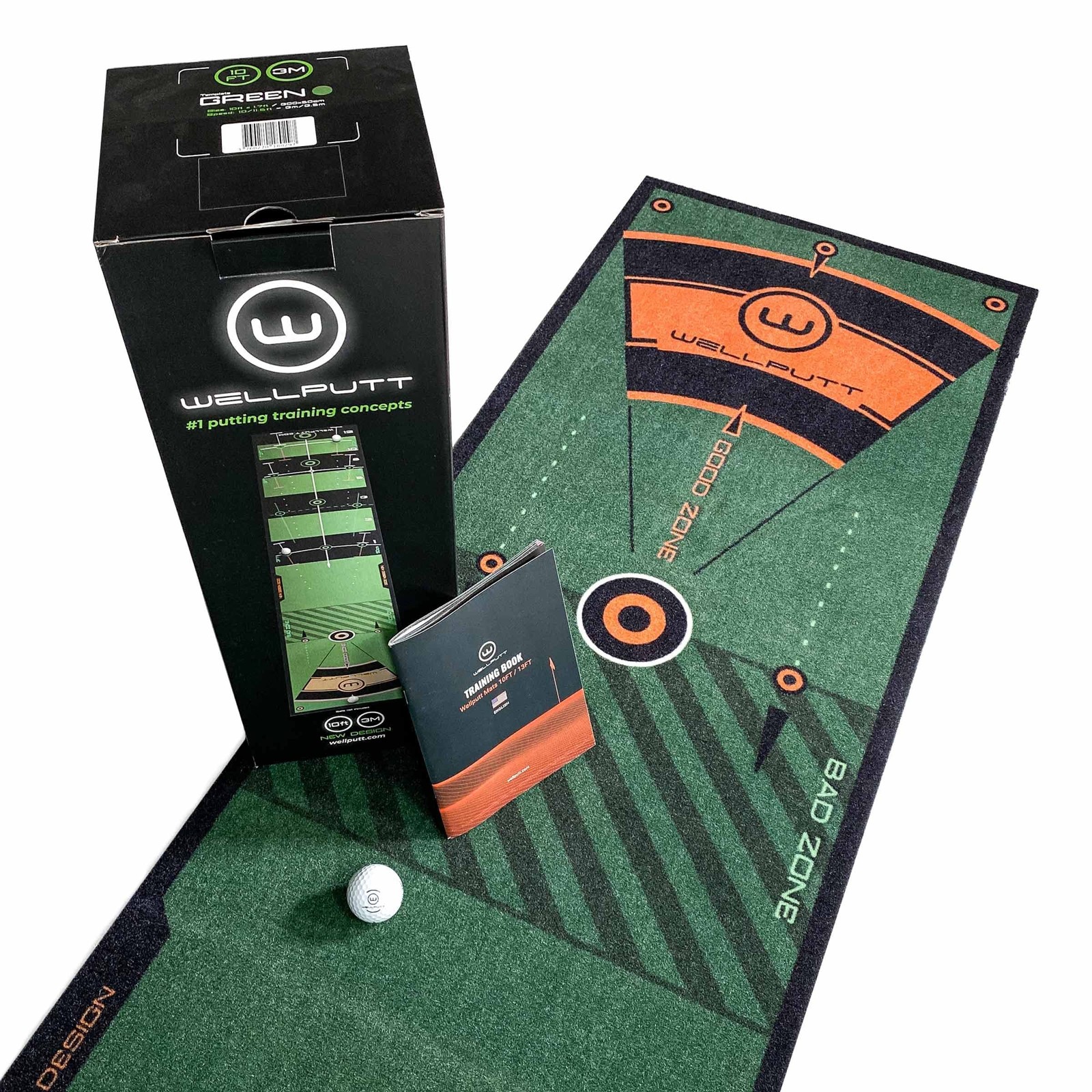 WELLPUTT - Golf Putting Training Mat - Classic Green 10ft