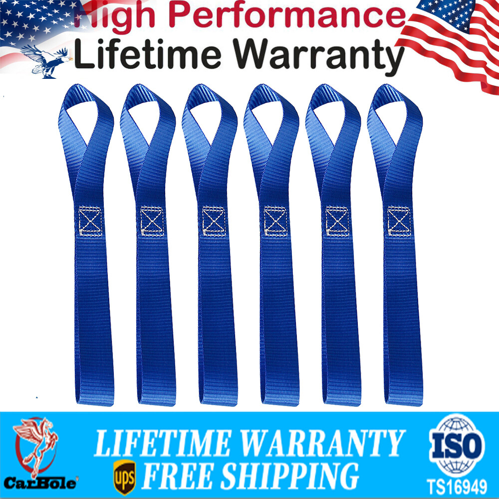 6X Blue Soft Loop Tie Down Straps for Motorcycle ATV UTV Snowmobile 4500lb Duty