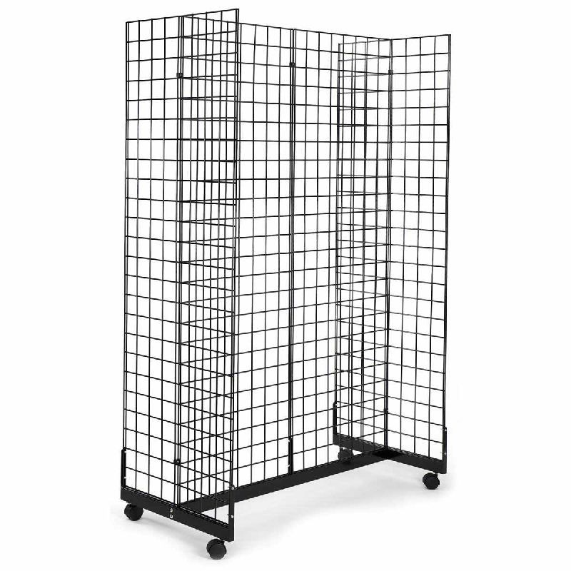 Display Grid Rack 4 Panels Rolling Metal Retail Wall Store Craft Show Art Stand