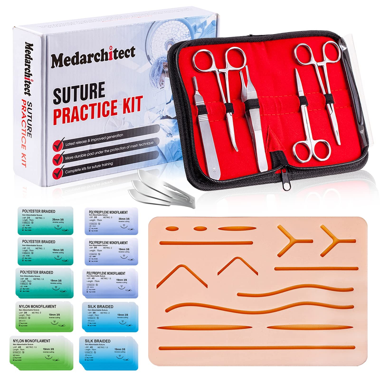 Suture Practice Complete Kit (30 Pieces) for Medical Student Suture Training,...