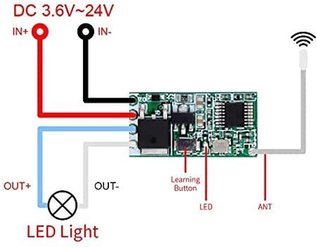 433M Universal Wireless RF Remote Control Switch DC 6V 12V 24V 1CH 3-SETS