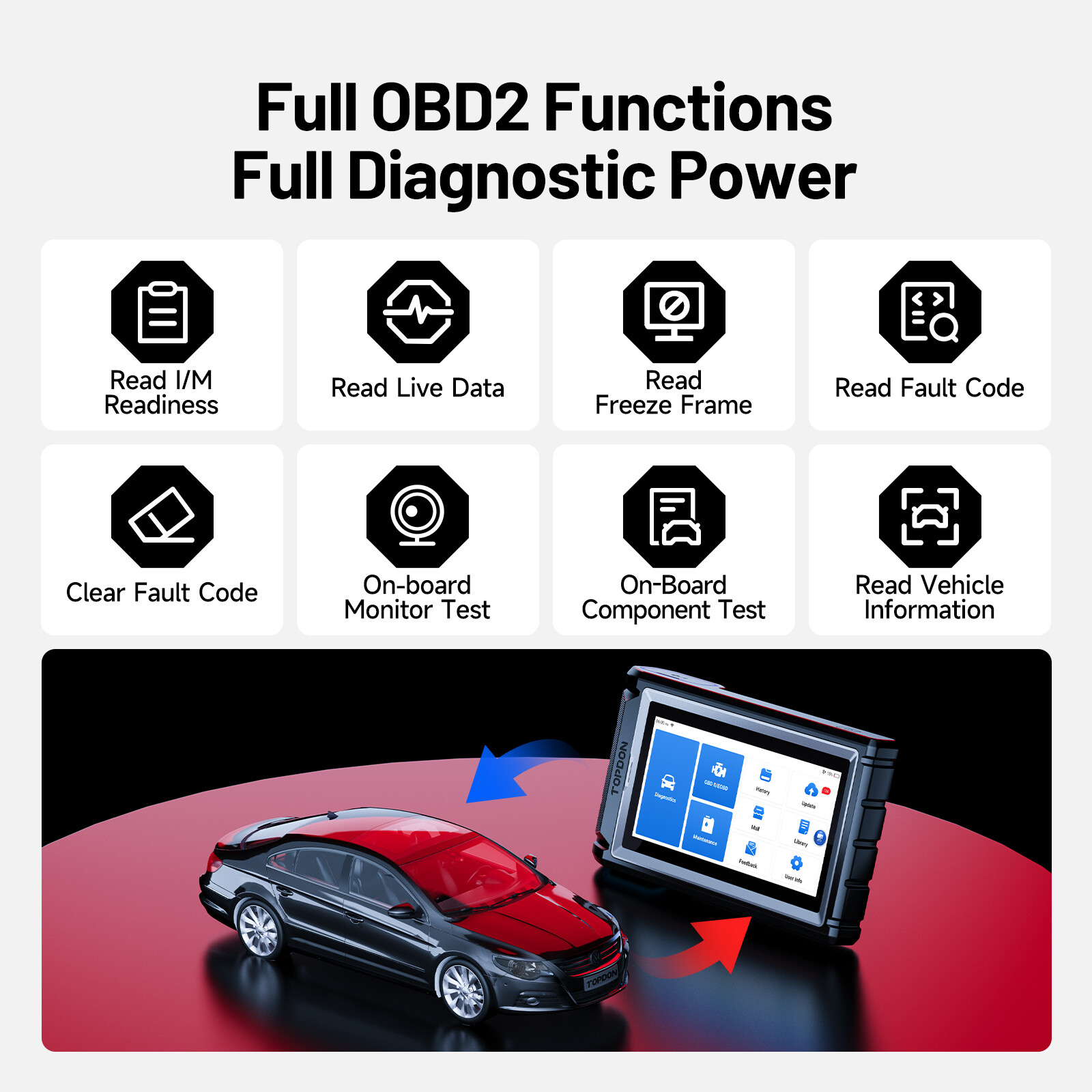 2026 TOPDON AD800BT 2.0 Full System Wireless Bidirectional Car Diagnostic Tool