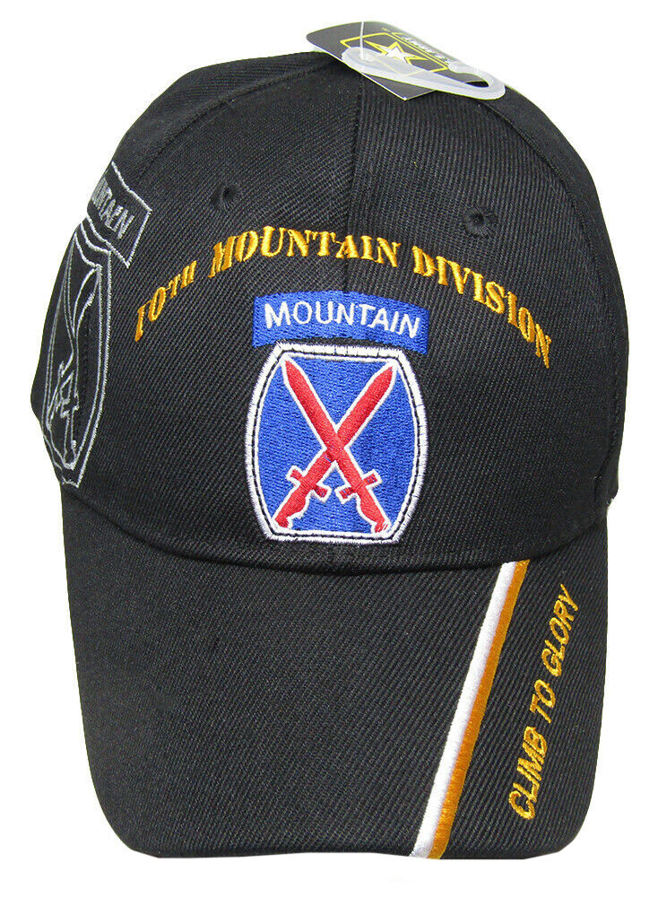 Official US Army Licensed 10th Mountain Div Black Cap Hat