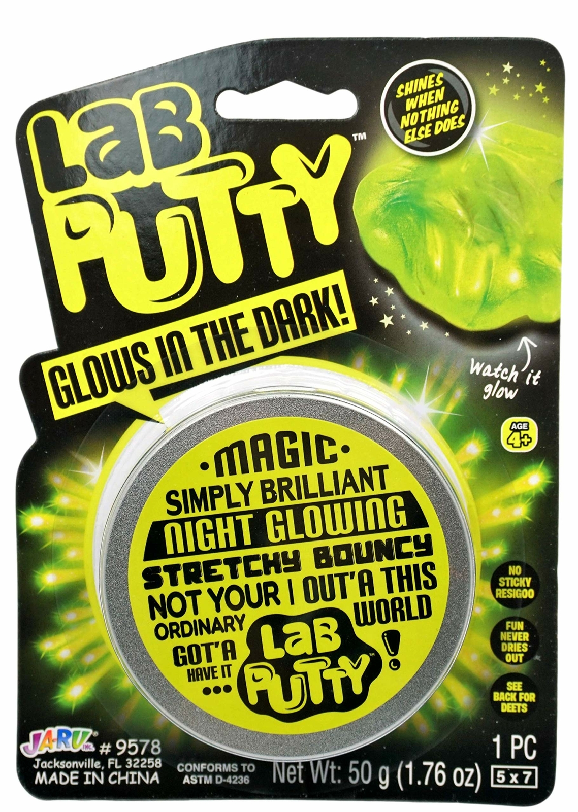 JA-RU Lab Putty Glow in The Dark Super Bright Night (1 Unit) Rechargeable Putty