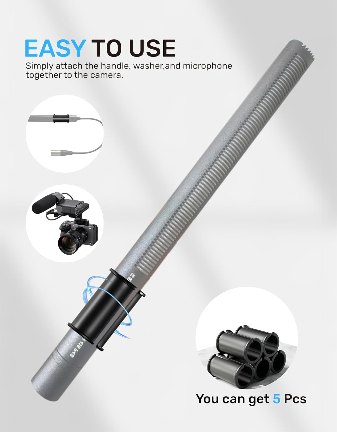 5Pcs Microphone Shock Mount Rubber Sleeve, Compatible with Sony Camcorder Rode N