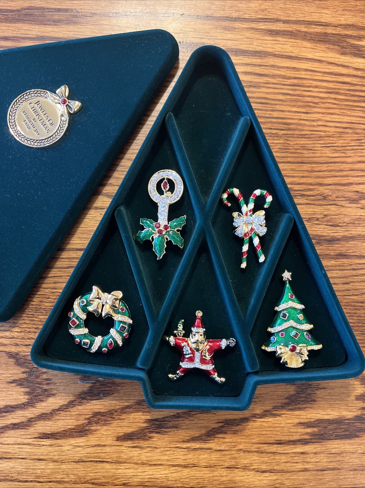 Jewels of Christmas Holidays Pin Brooch Set Kenneth Jay Lane Franklin Mint READ