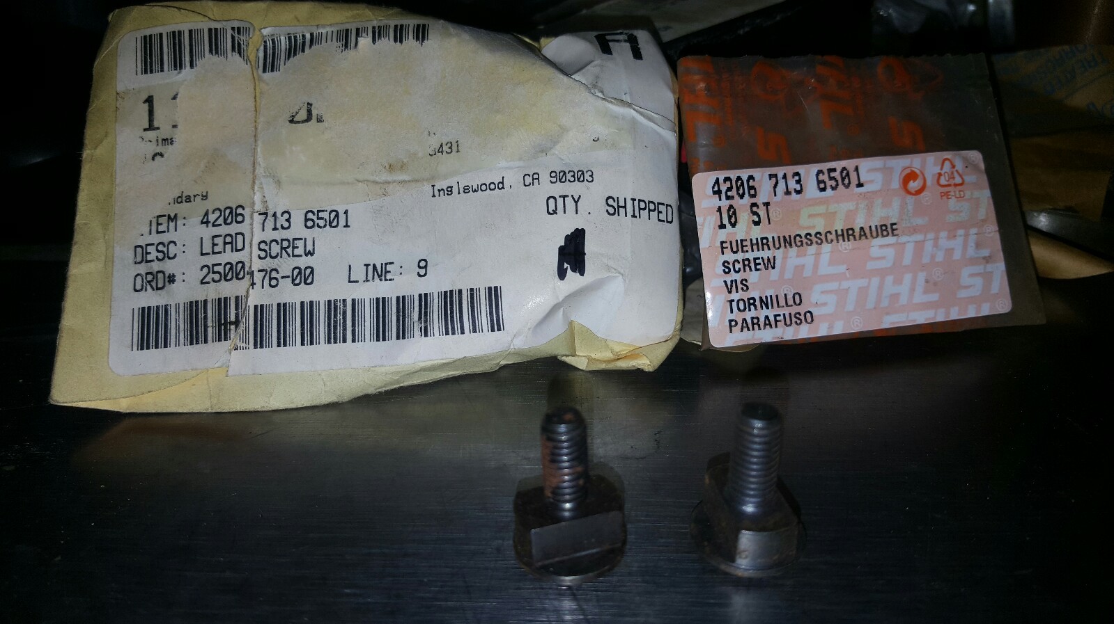 STIHL GENUINE PARTS LEAD SCREW " LOT OF TWO SCREWS " PART# 4206 713 6501