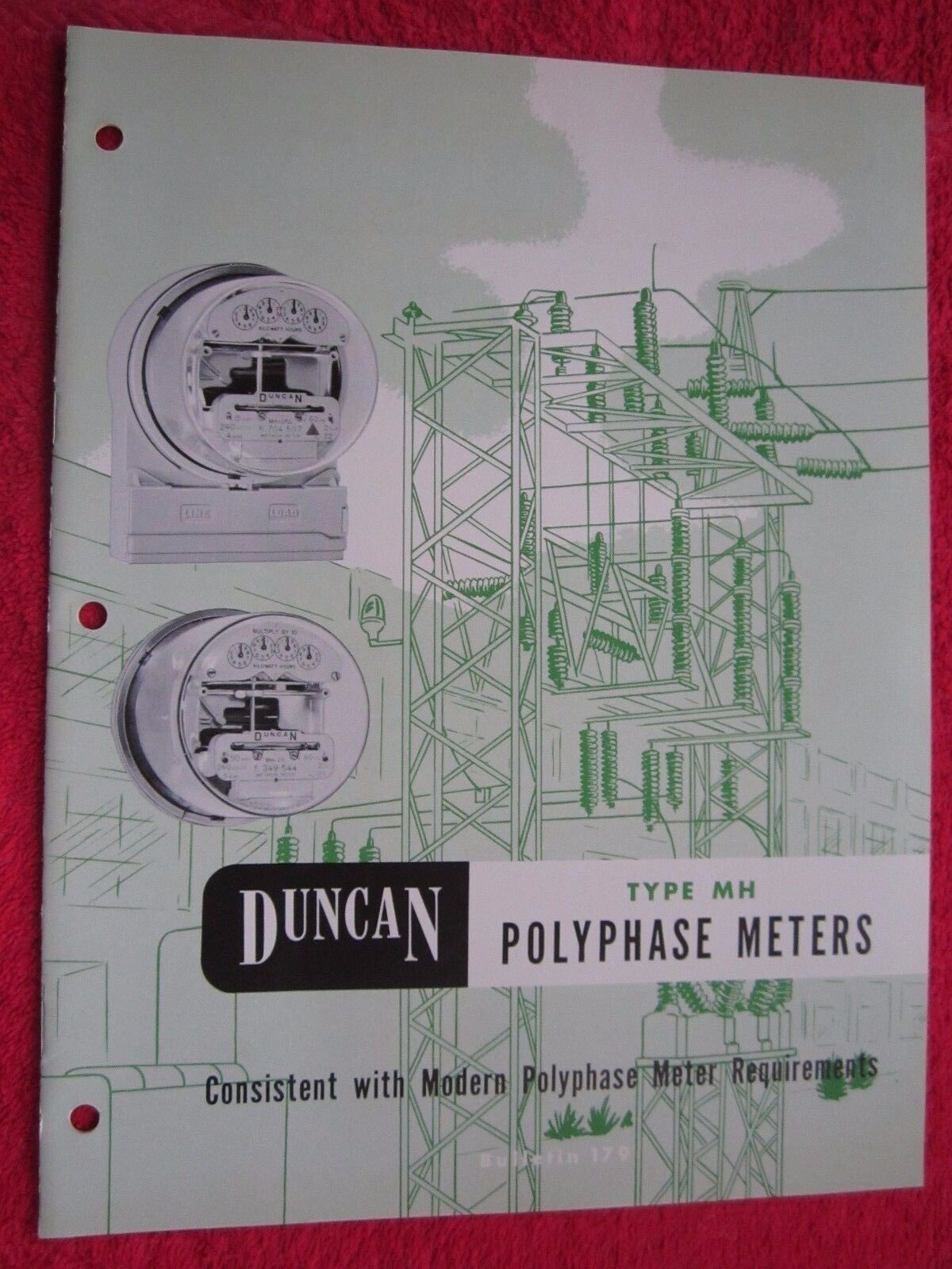 1953 DUNCAN TYPE MH POLYPHASE WATTHOUR METER 12 page BROCHURE
