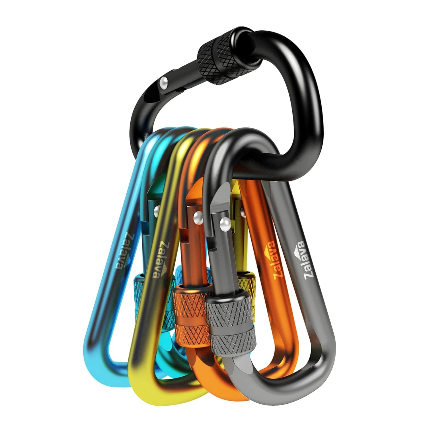 6PCS Aluminum D-Clip Carabiner Keychain Set with Hook and Clip Accessories