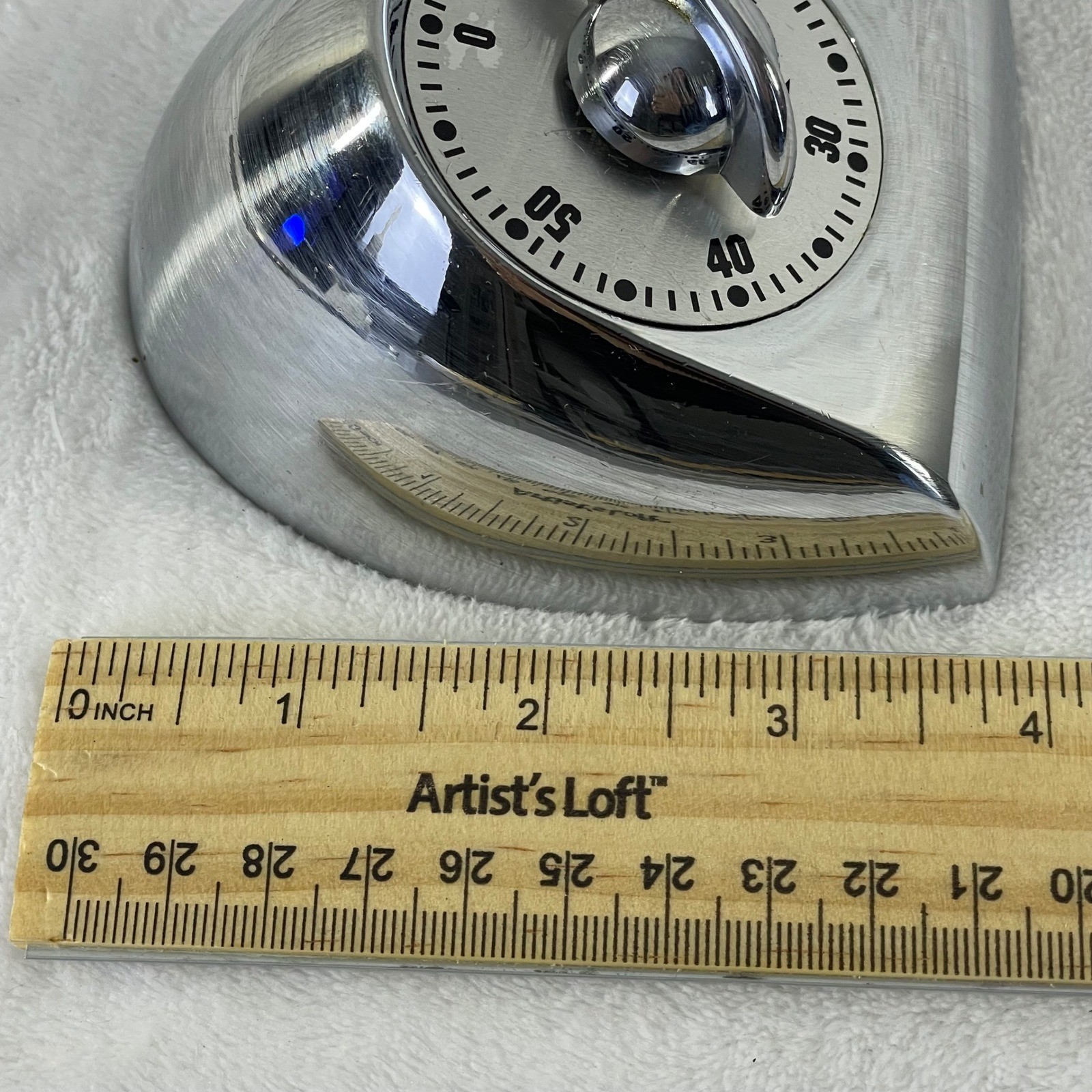 *READ -Vintage Chrome Kitchen Timer 60 Minute Manual Wind Up Silver Retro