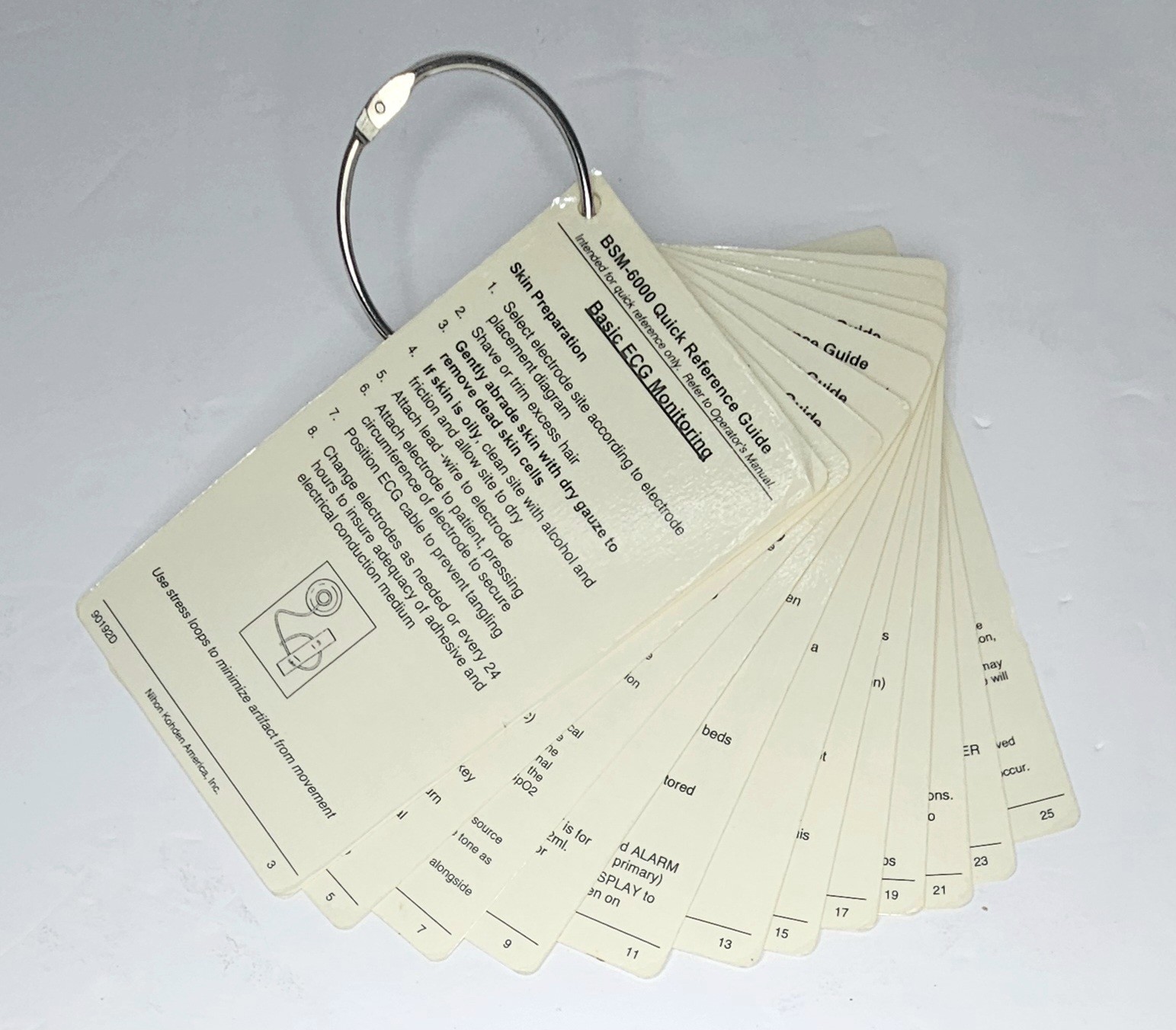 Nihon Kohden BSM-6000 Quick Reference Guide ECG Monitor Flip Cards 90192D