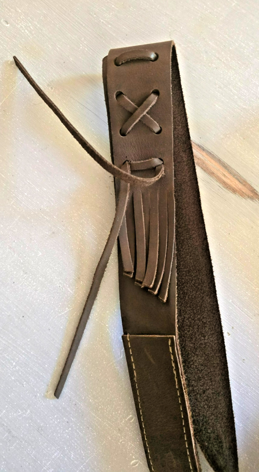 Leather 8" x 8" Shoulder bag with strap for reenactments and muzzle loaders