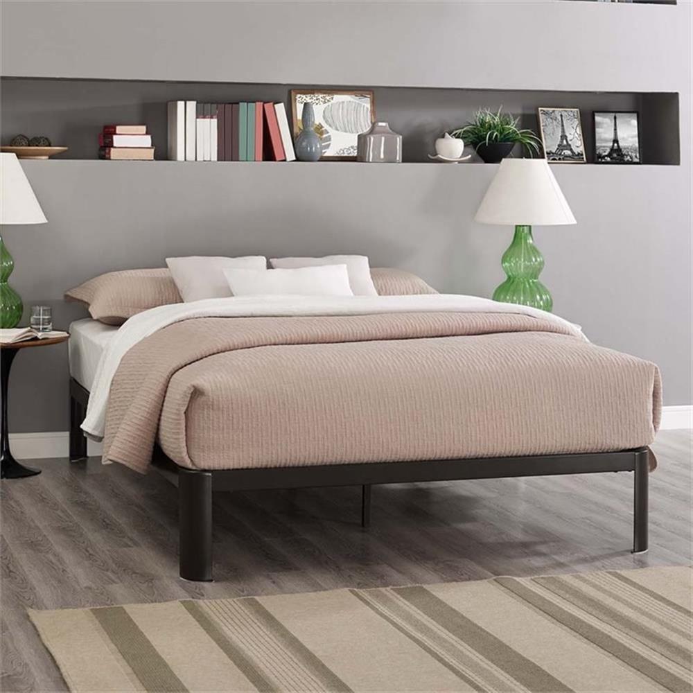 Modway Corinne Modern Sturdy Powder Coated Steel Full Bed Frame in Brown