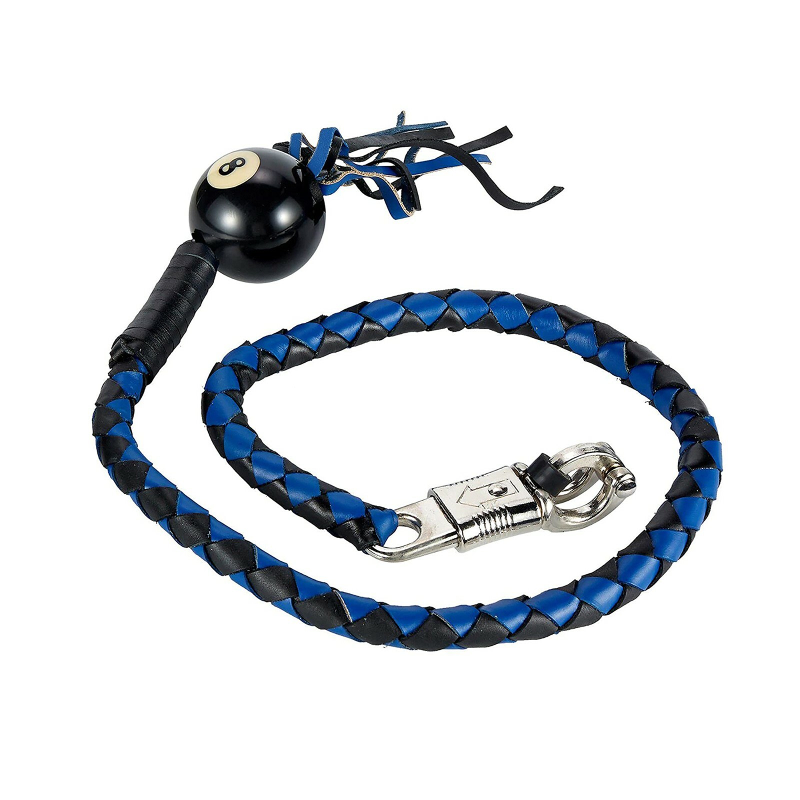 Biker Whip 42" Motorcycle Get Back Whip Ball Handlebar 8 Black and Blue