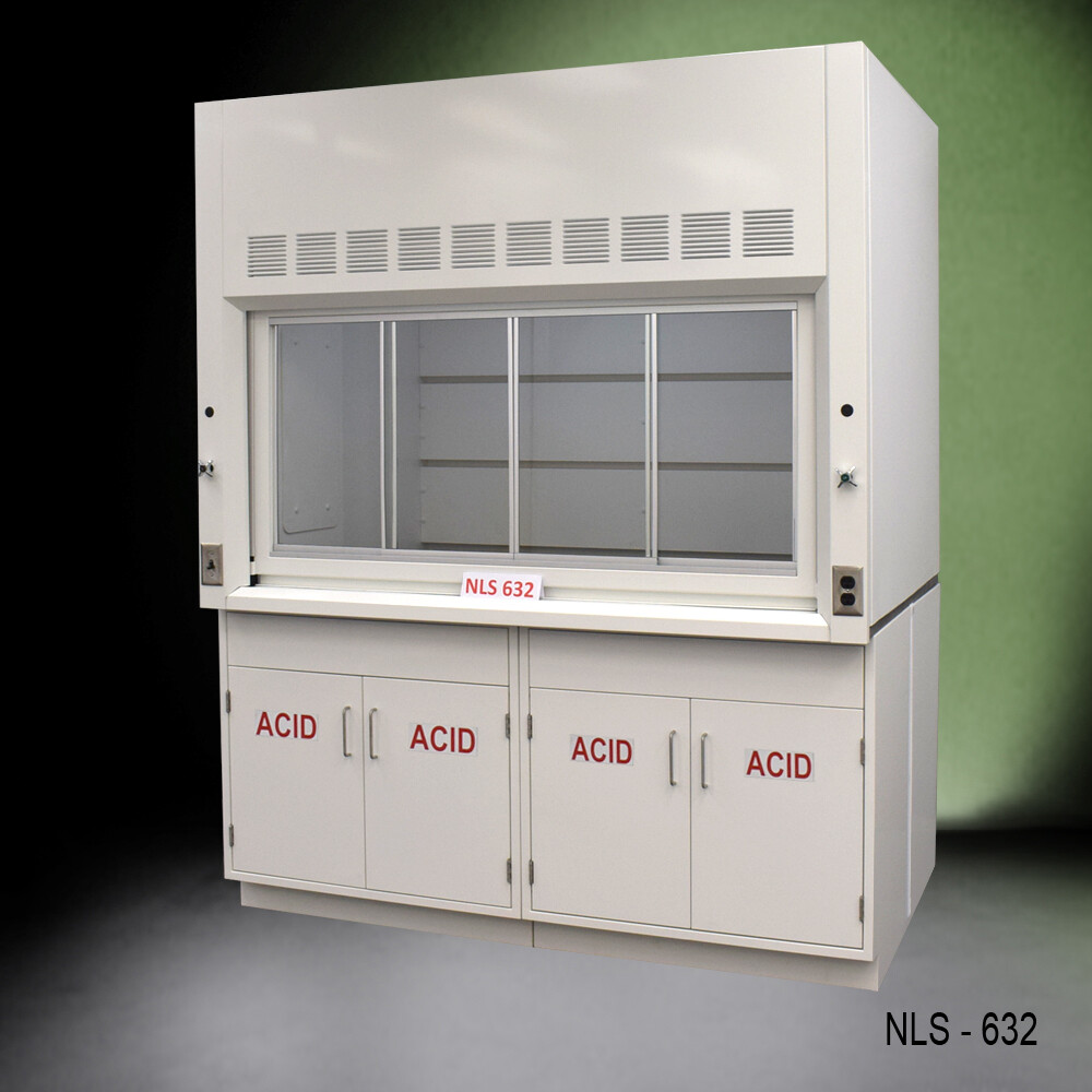 Fisher American 6' x 4' Chemical Fume Hood w/ ACID Storage Cabinets /  E2-668