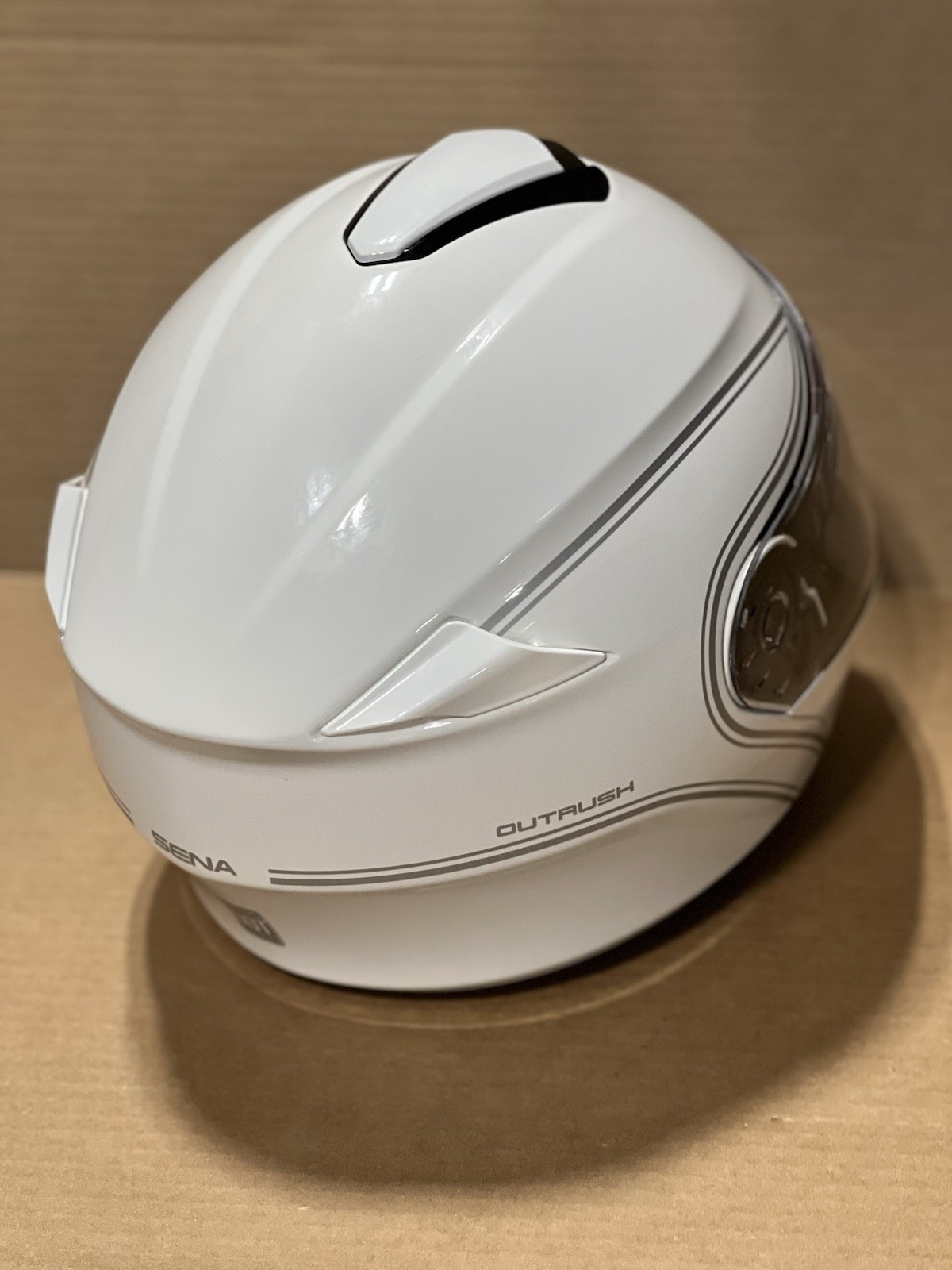 (M) Sena Outrush Modular Flip-up Motorcycle Helmet Glossy White Bluetooth -