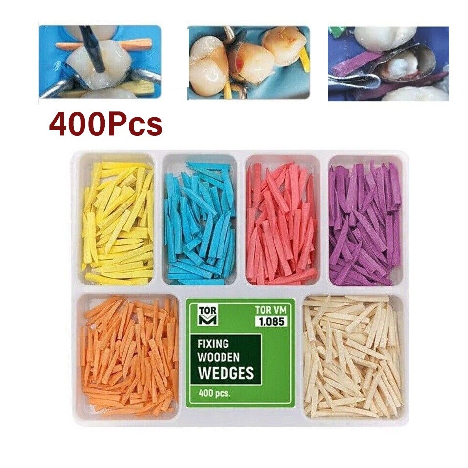 400Pcs Dental Disposable Wooden Wedges Restoration Interdental Contoured Wedge