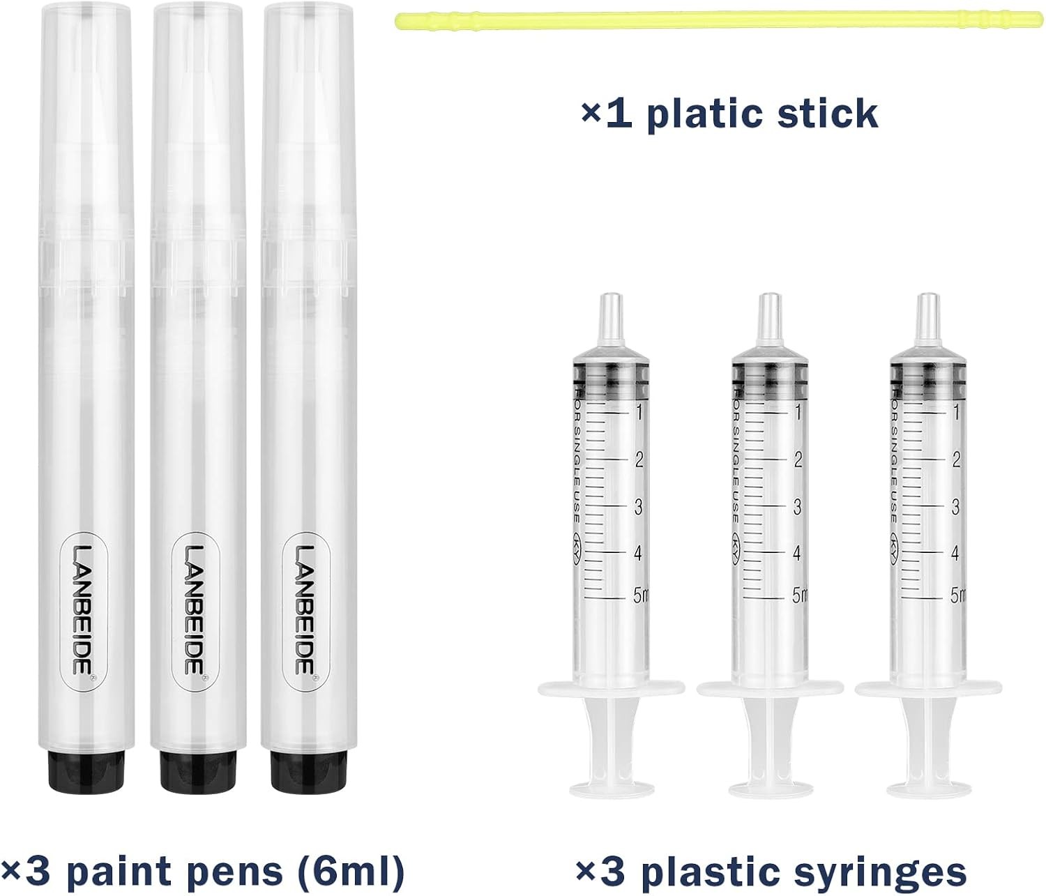 LANBEIDE Refillable Touch Up Paint Pens, 3Pcs 3 Count (7 pcs kit), White