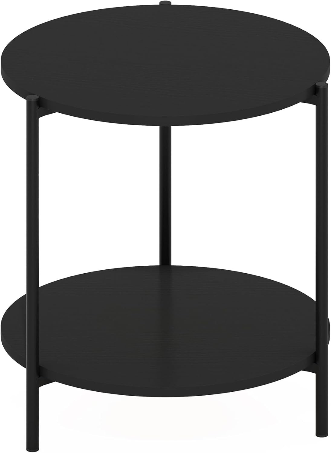 Besi 2-Tier Modern Round Side End Table W/ Sturdy Metal Legs 15.55 W x 10.58 H x