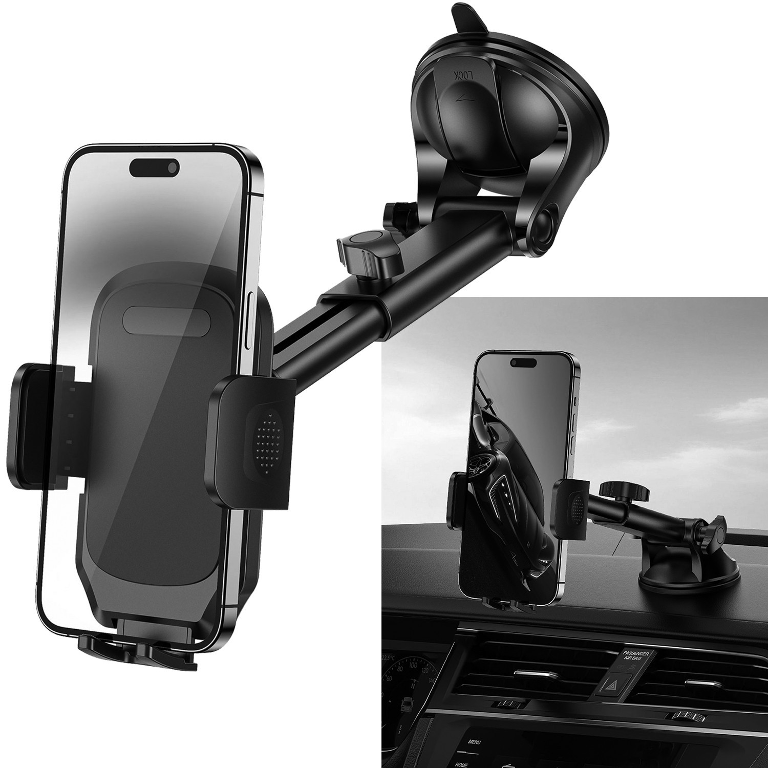 Black For Samsung Galaxy S23 Ultra S23+ S23 FE S23 Car Phone Holder Mount Stand