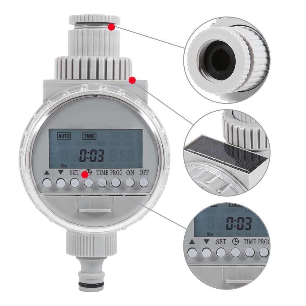 Solar Power Irrigation Timer for Garden Lawn Greenhouse Drip System Automatic...