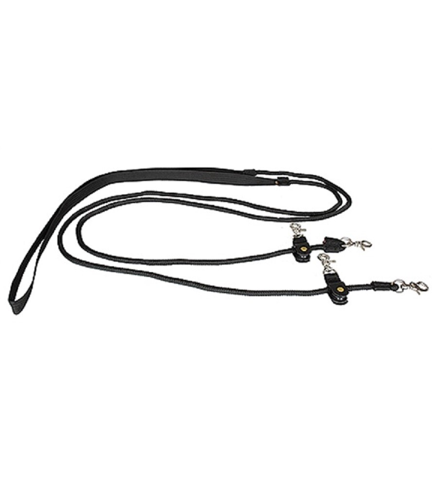 8' foot black NYLON DRAW REINS w/ trigger snaps 1" hand hold For horse training