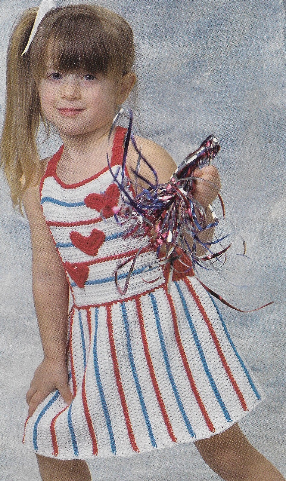 Little Girl's Hearts & Stripes Sundress crochet pattern instructions