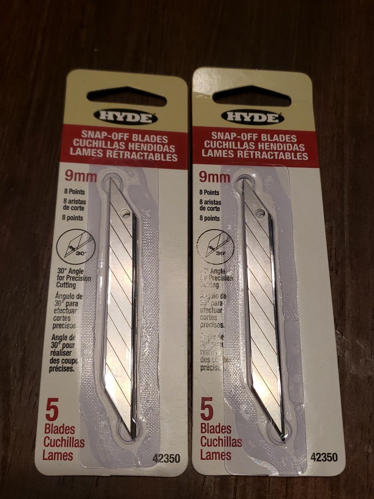 Lot Of 2 Hyde 42345 42350 Snap-Off Blade 9mm Pack Of 5 Blades Each (10 Blades)