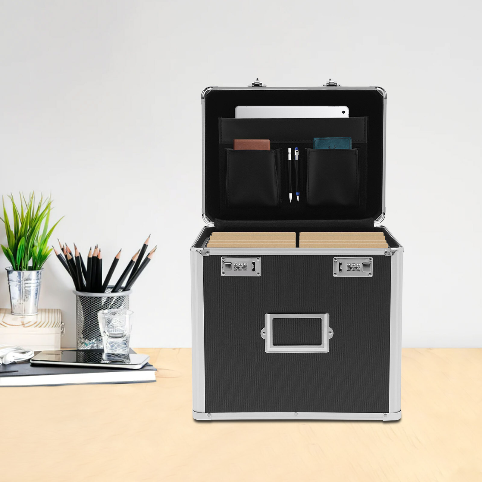 Fireproof Document Box with Lock File Storage Organizer Box Waterproof Safe Box