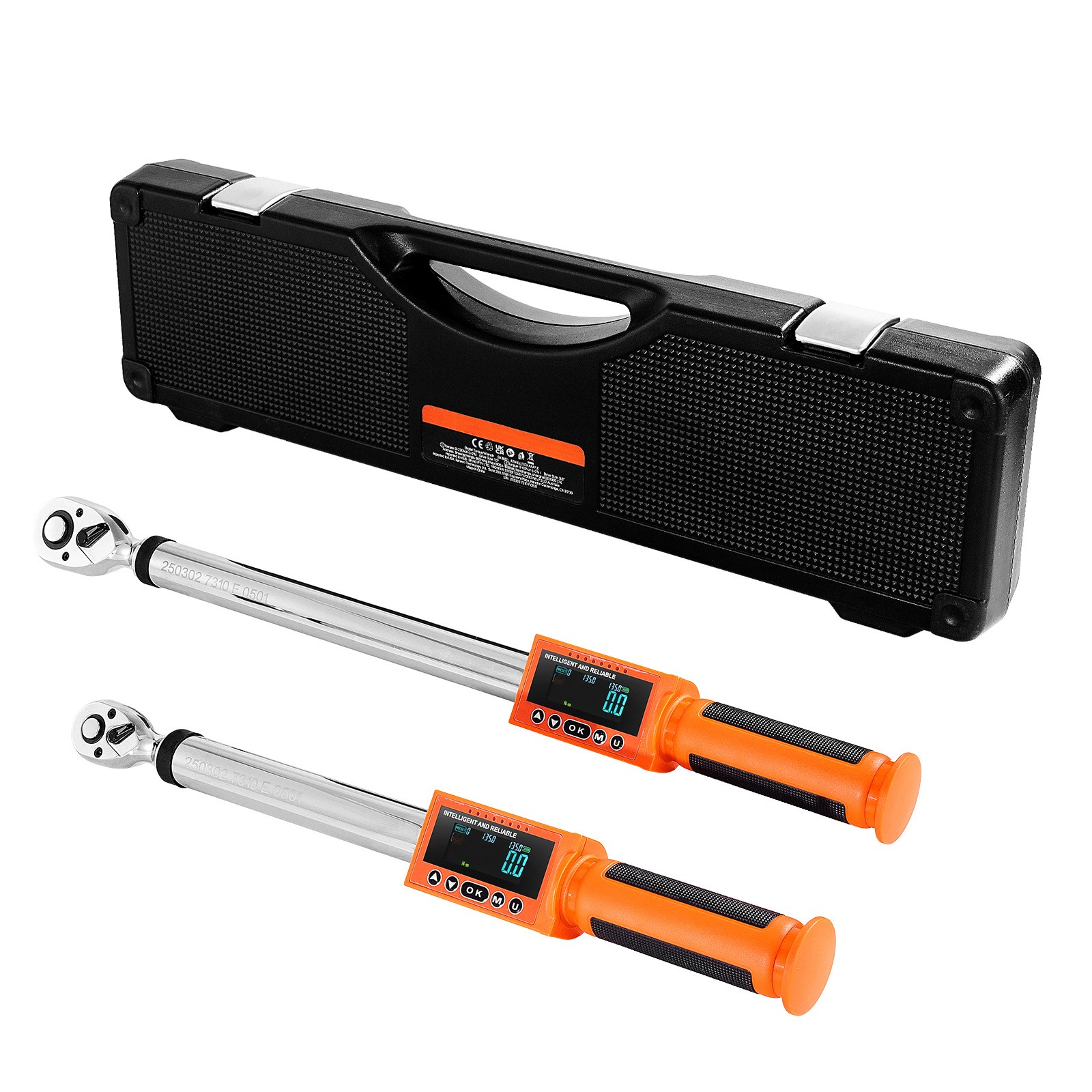 Electronic Torque Wrench Set, 2-Piece, 1/2 & 3/8 Inch Drive 72-Tooth LED Display