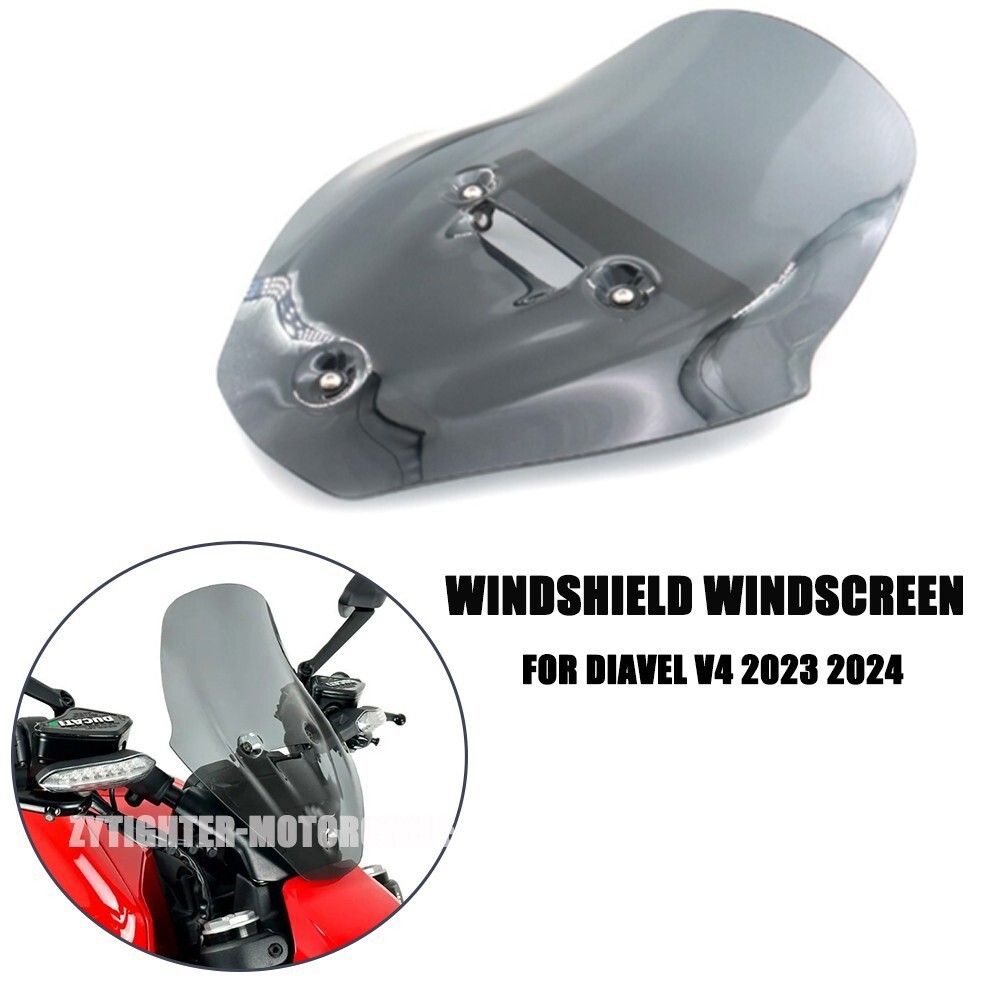 FOR DUCATI DIAVEL V4 2023 2024 2025 Smoke Front Fairing Windshield Windscreen