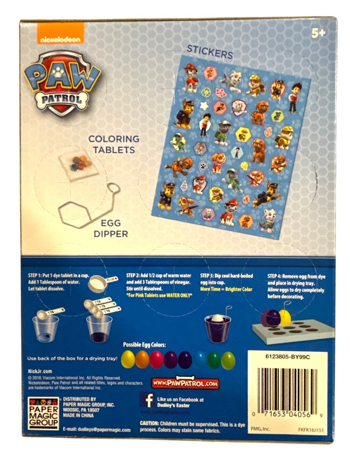 NICKELODEN Paw Patrol Easter Egg Decorating Kit Coloring Tablets + Stickers + 1a