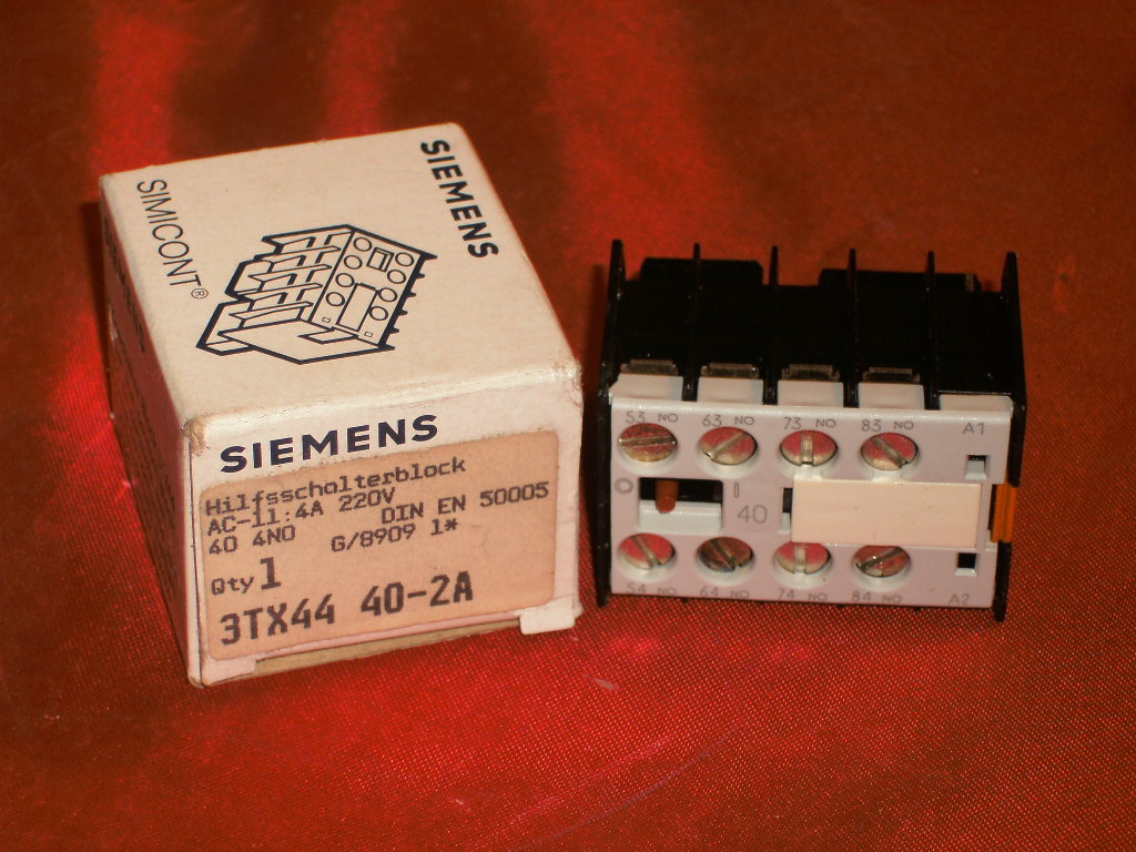 SIEMENS 3TX44-40-2A AUXILLARY CONTACT 4A 220V 3A 380V 4 NO 3TX4-440-2A