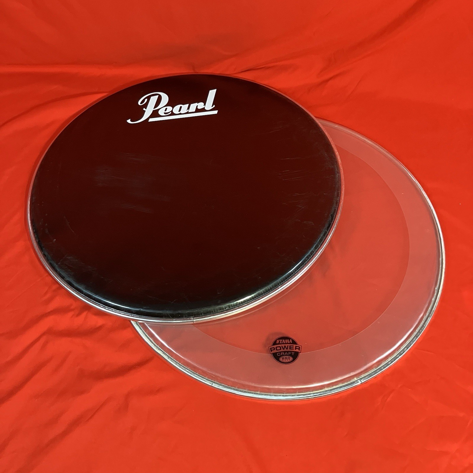 22" Bass Drum Head Set: Tama Power Craft Muffled Batter & Pearl Logo Resonant #6