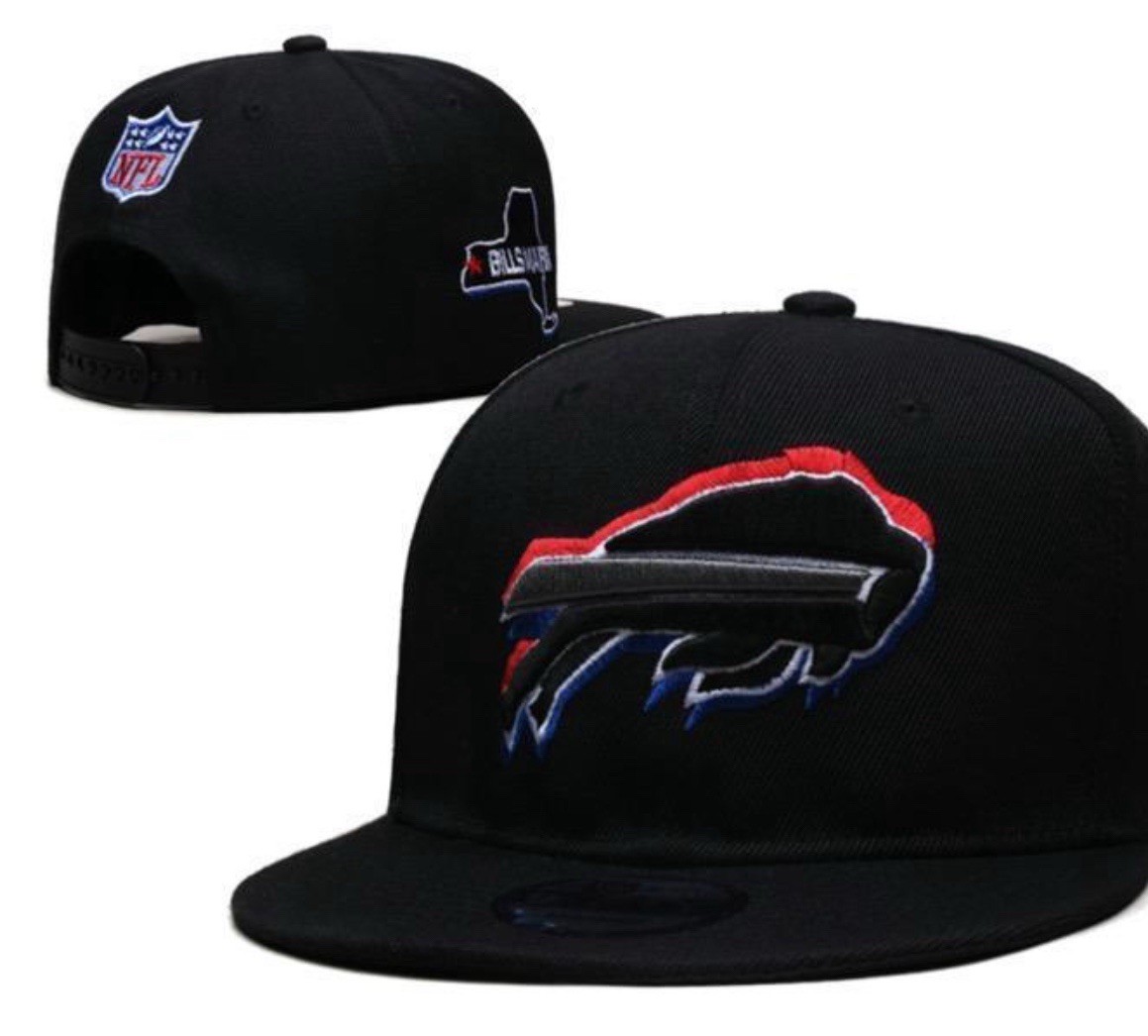 Buffalo Bills Snapback Hat Adjustable Fit Flat Bill Black Embroidered Cap Adult