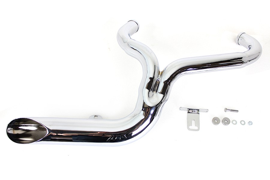 FXD 2:1 Lake Side Pipe Exhaust Chrome fits Harley Davidson
